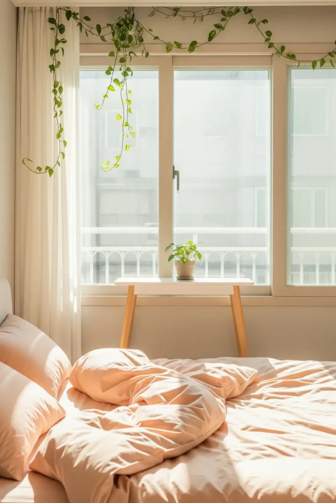 Bright Korean Bedroom with Natural Light