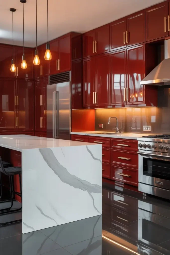 Bold Red Kitchen Cabinets