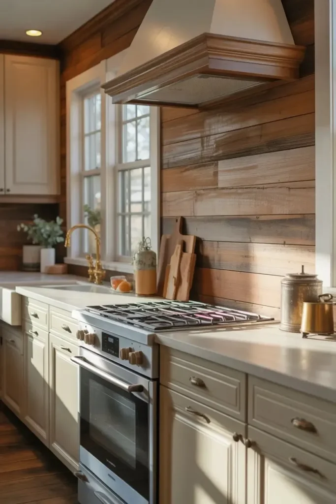 Warm Wood Backsplashes