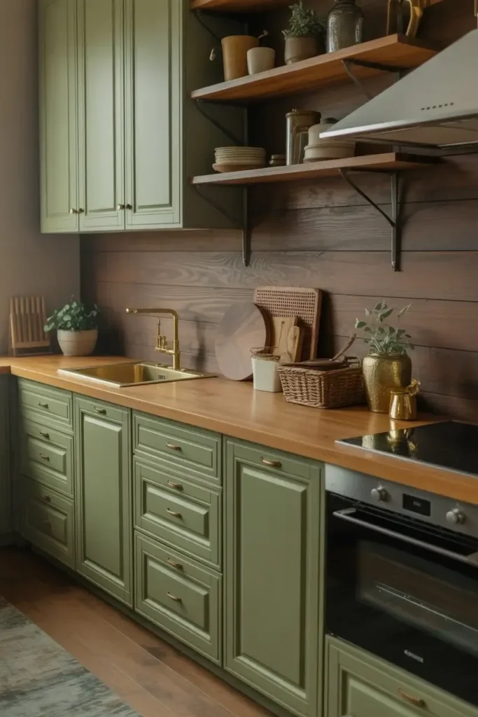 Mix Painted Cabinets With Wood Tops