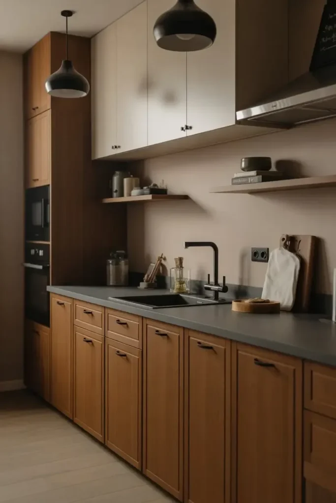Mix Warm Wood With White Cabinets