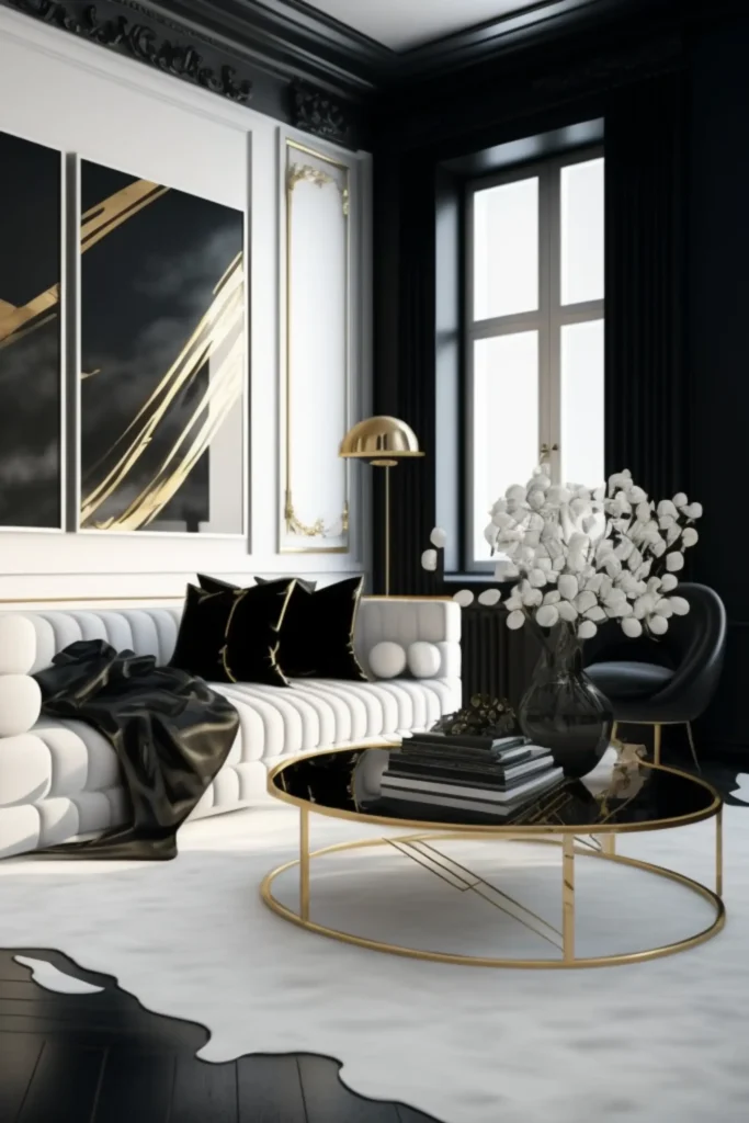 black and rust living room