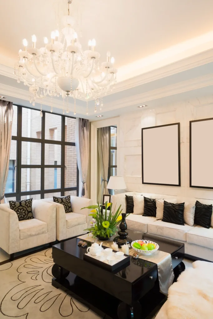 black and rust living room  