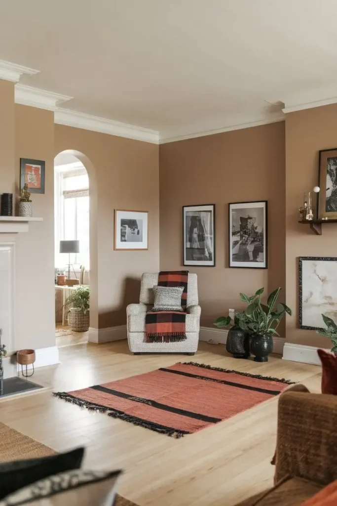 black and rust living room  