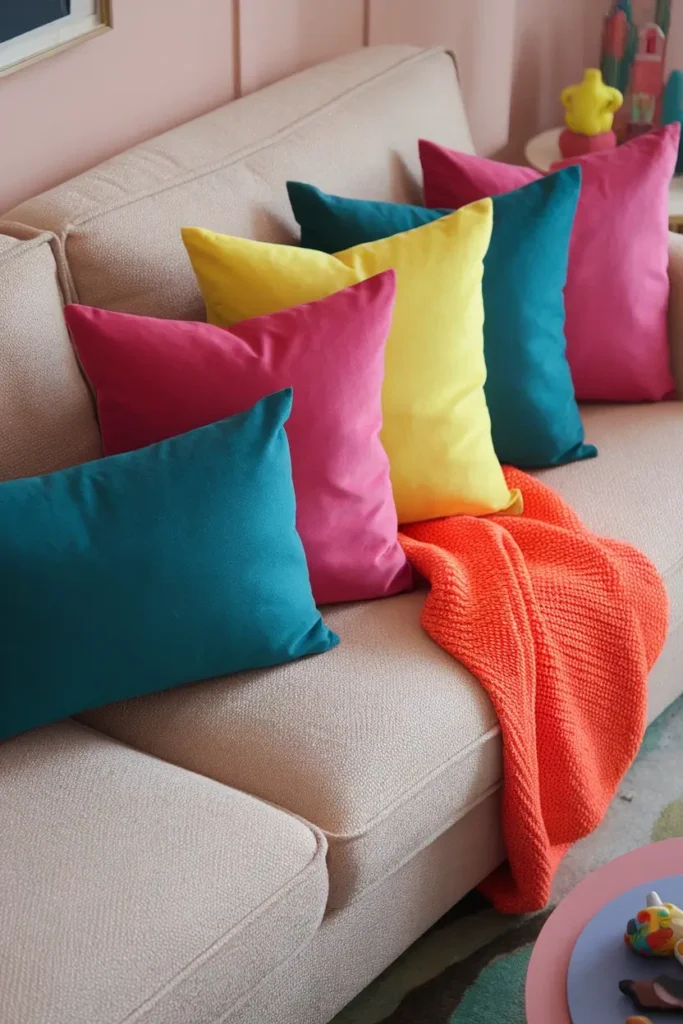 Add Fun Pillows and Blankets