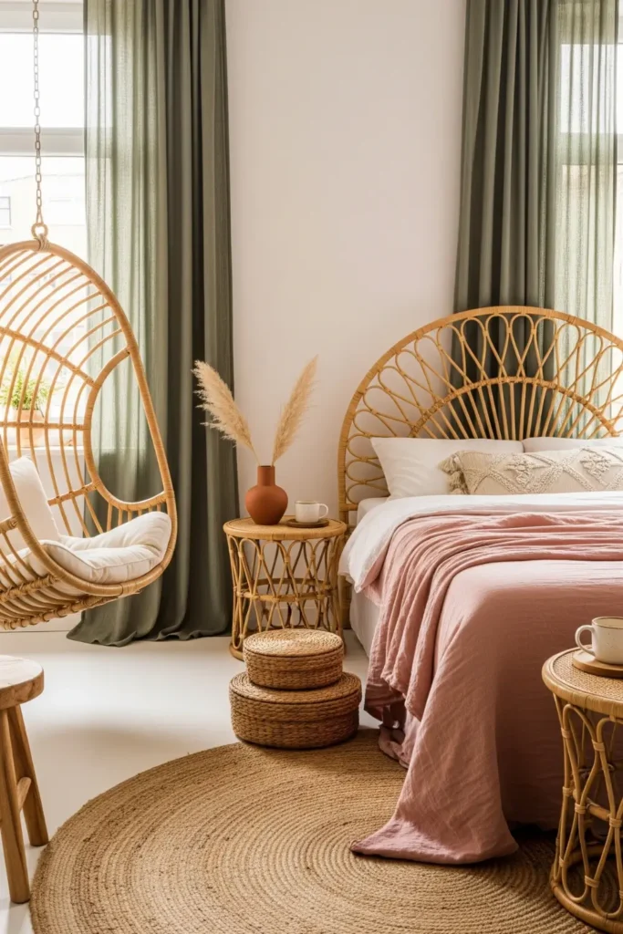  Boho-Inspired Pink and Green Bedrooms  
