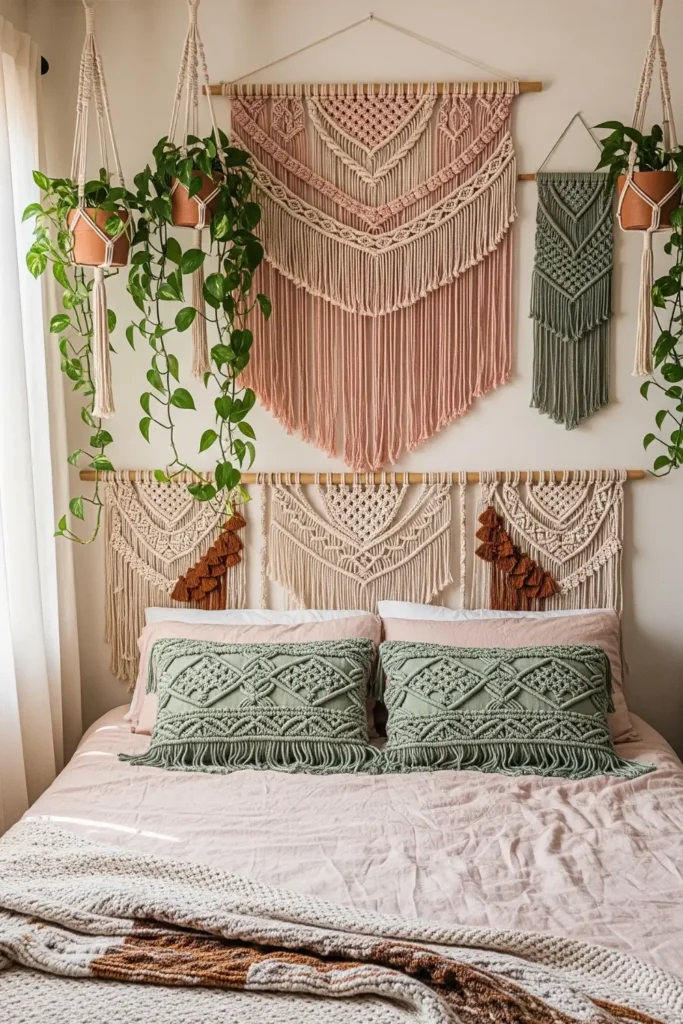 Macramé Wall Hangings in Blush and Sage