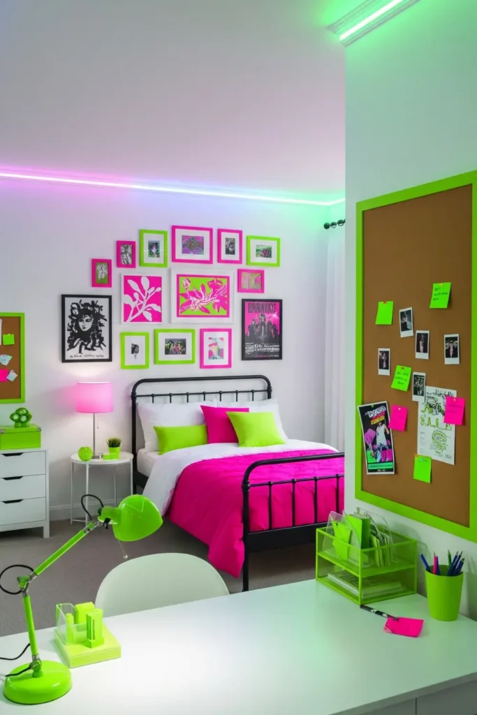 Bold Pink and Lime Green for Energetic Teen Spaces