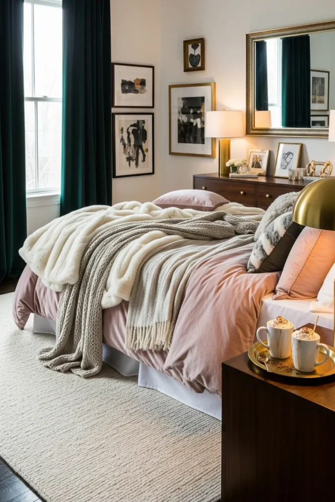 Winter Luxe: Dark Emerald with Blush Velvet