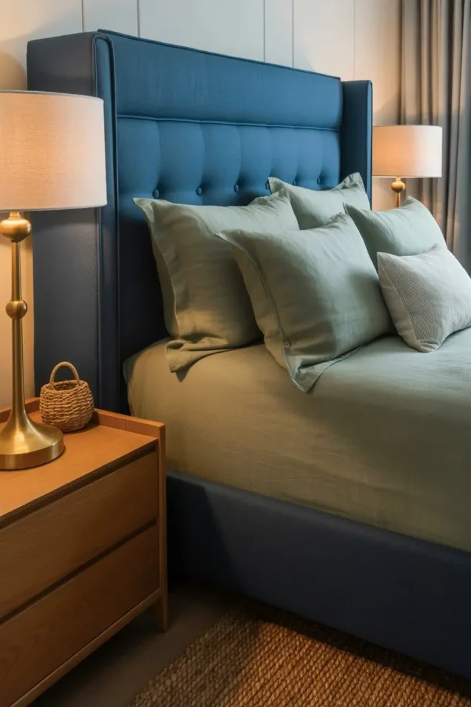 Navy and Green Bedroom Decor 
