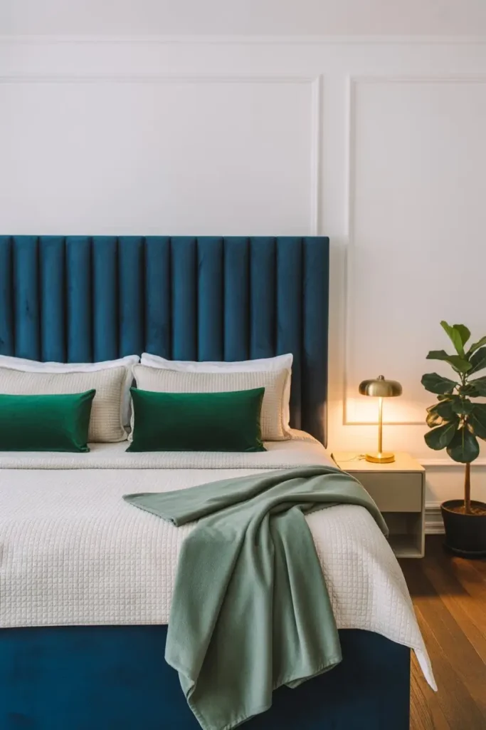 Navy and Green Bedroom Decor 
