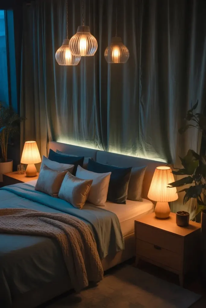 Navy and Green Bedroom Decor 
