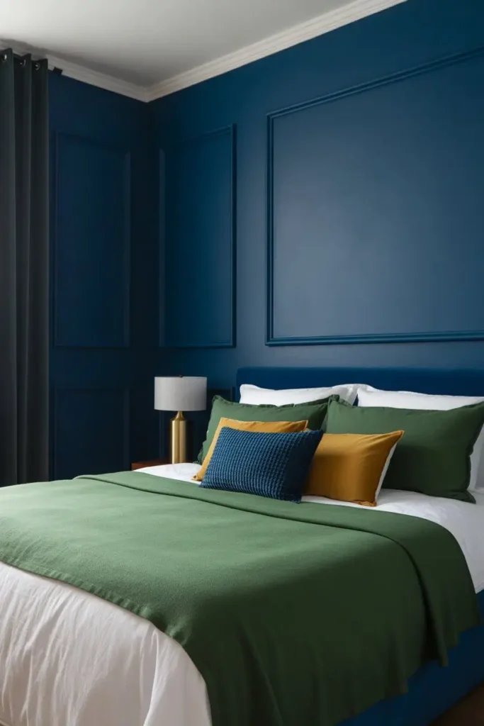 Navy and Green Bedroom Decor 