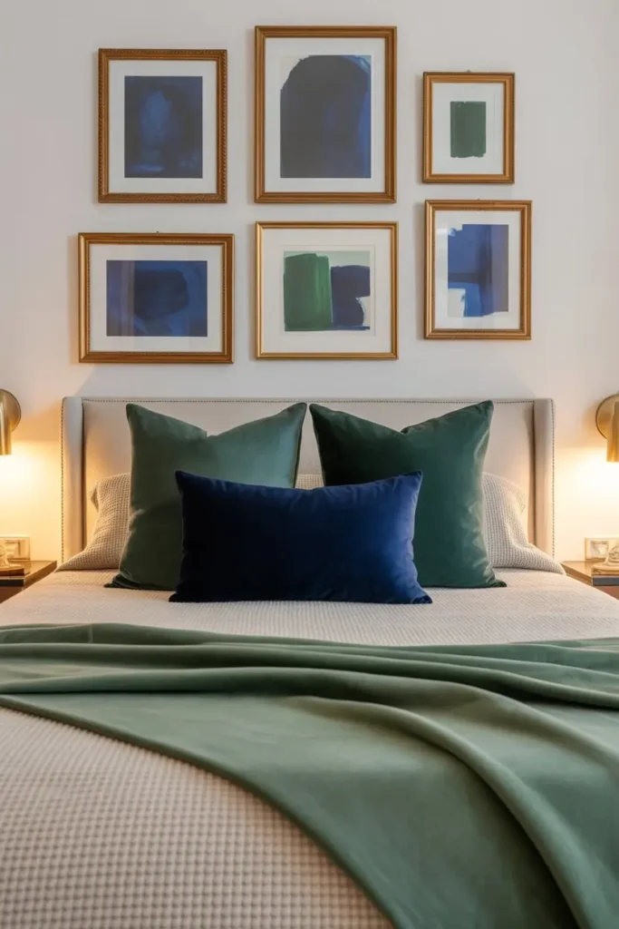Navy and Green Bedroom Decor 
