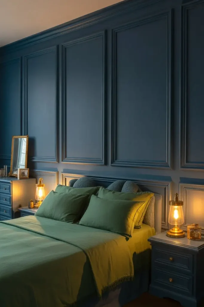 Navy and Green Bedroom Decor 