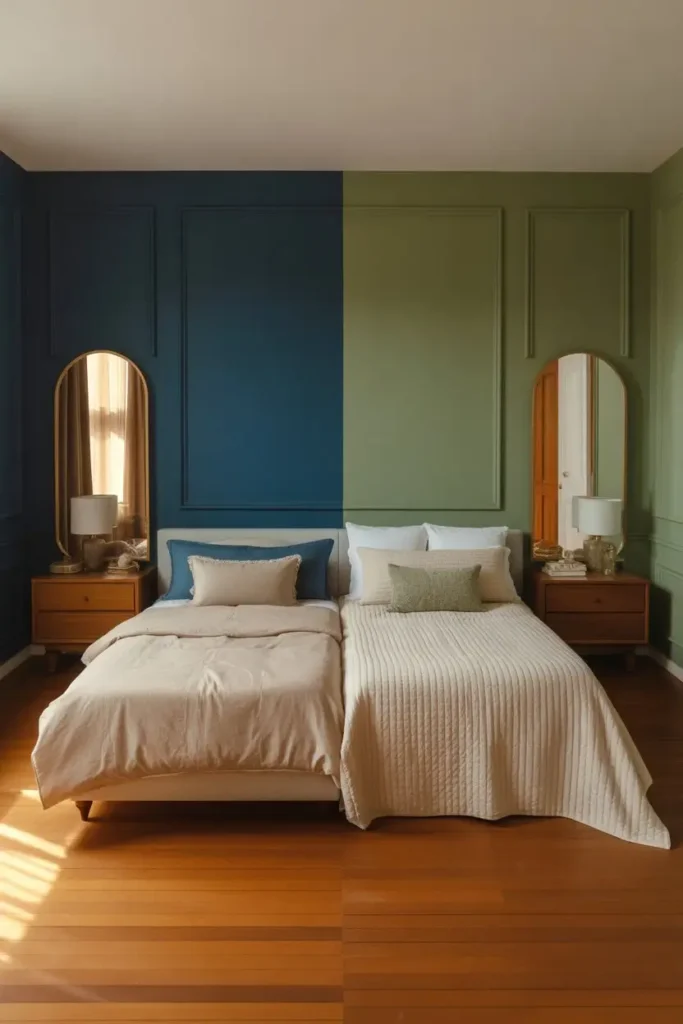 Navy and Green Bedroom Decor 