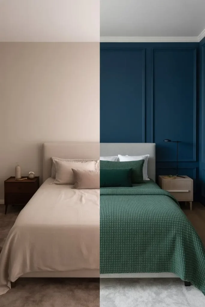 Navy and Green Bedroom Decor 
