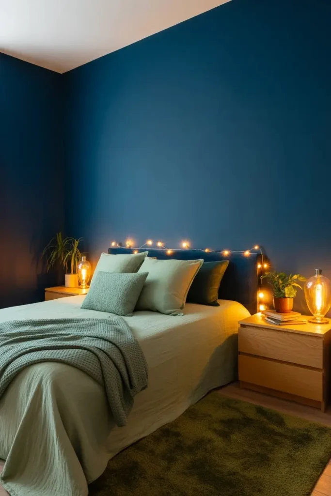 Navy and Green Bedroom Decor 