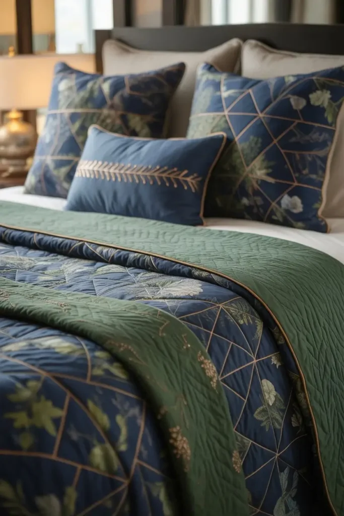 Navy and Green Bedroom Decor 