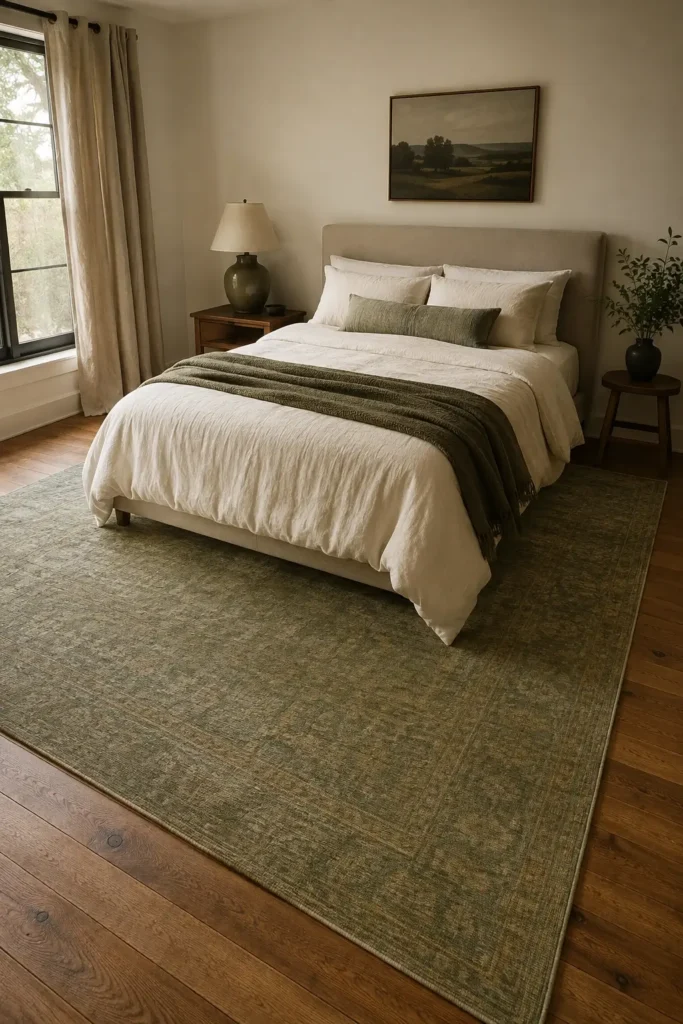 Add a Rug That Ties the Floor to the Bed