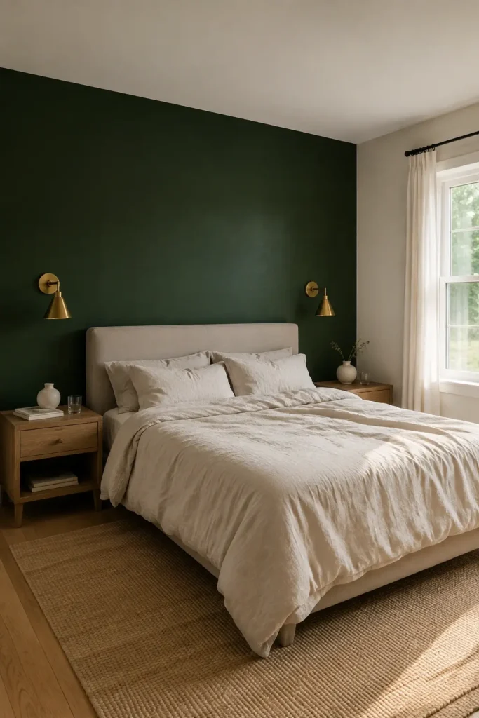Paint an Emerald Feature Wall Behind the Bed