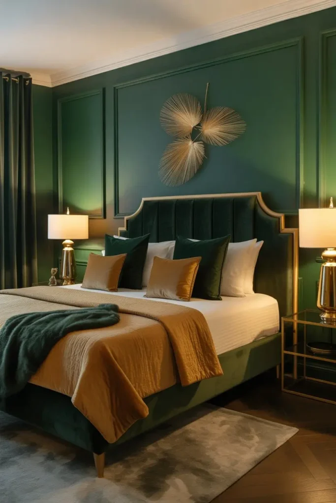Dark Green and Gold Bedroom Ideas