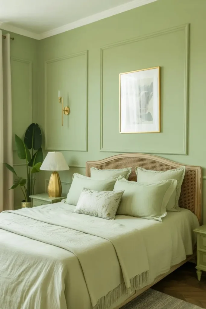 Light Green and Gold Bedroom Ideas