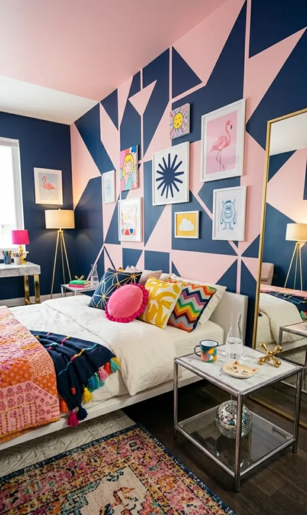 Navy Blue and Pink Bedroom Ideas