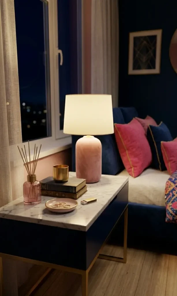 Navy Blue and Pink Bedroom Ideas