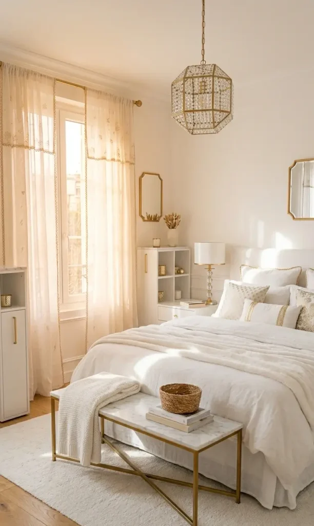 White and Gold Bedroom Decor Ideas