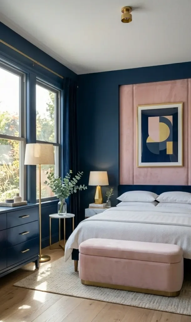 Navy Blue and Pink Bedroom Ideas