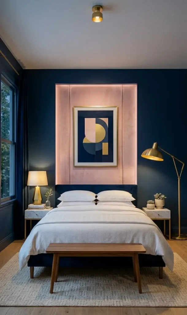 Navy Blue and Pink Bedroom Ideas