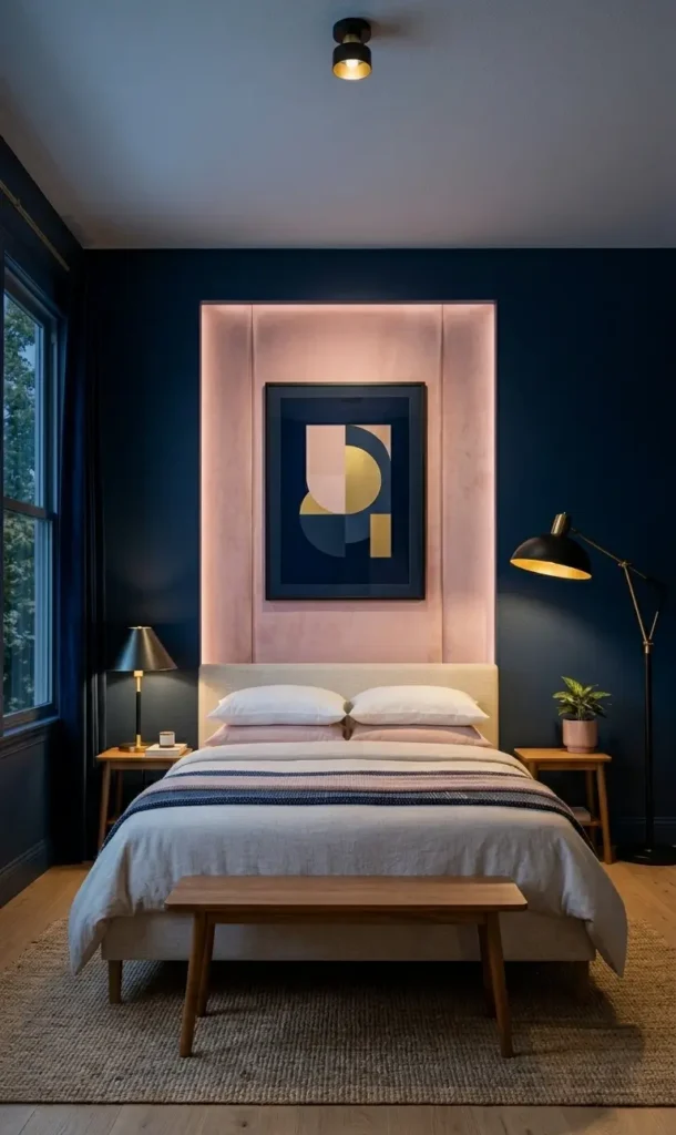 Navy Blue and Pink Bedroom Ideas