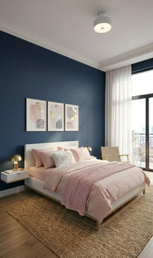 Navy Blue and Pink Bedroom Ideas