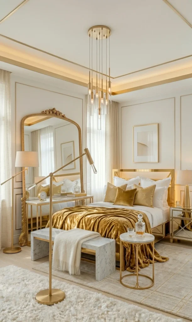 White and Gold Bedroom Decor Ideas