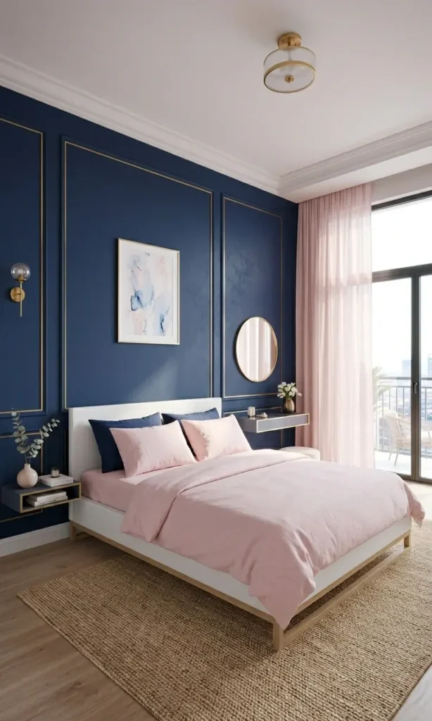 Navy Blue and Pink Bedroom Ideas