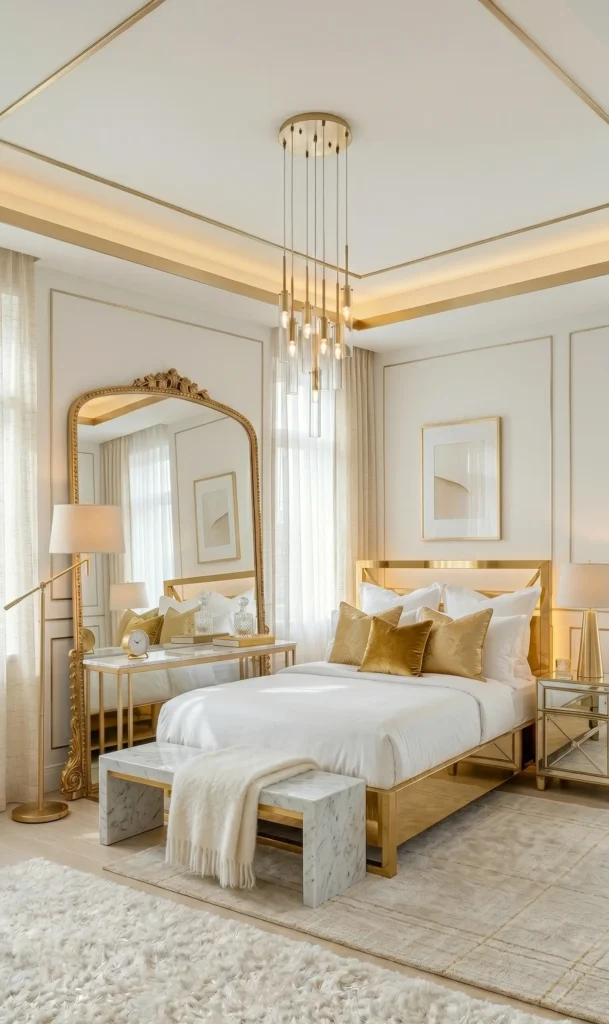 White and Gold Bedroom Decor Ideas