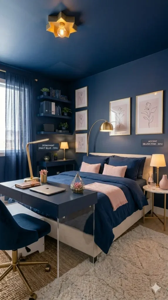 Navy Blue and Pink Bedroom Ideas