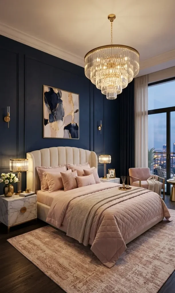 Navy Blue and Pink Bedroom Ideas