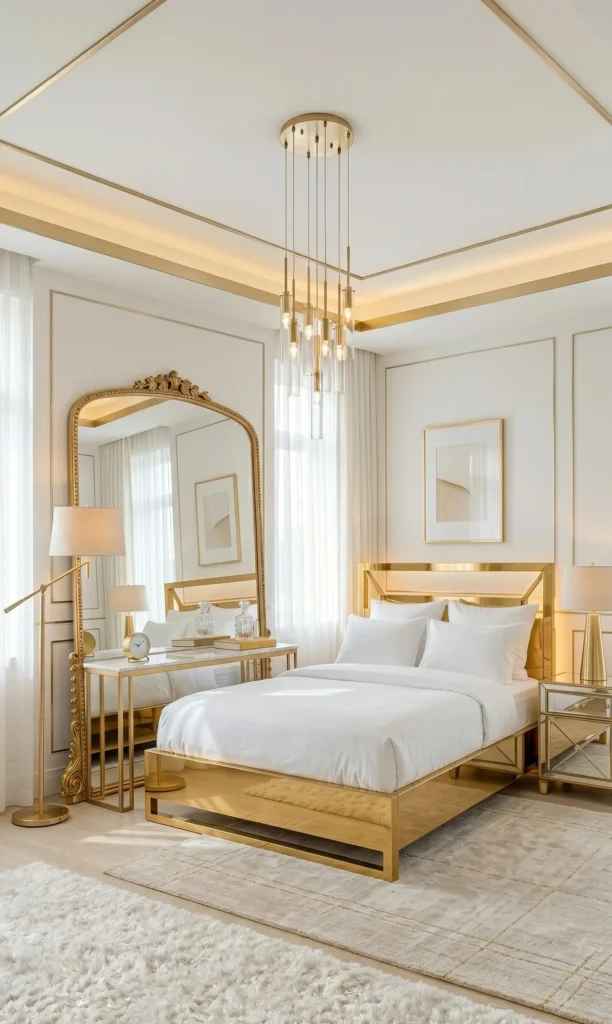 Bold gold bed frame