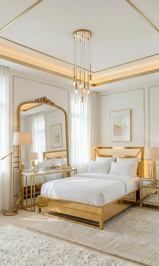 Oversized gold mirror