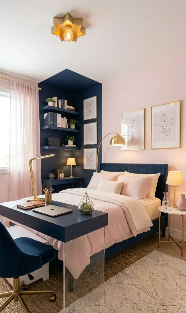 Navy Blue and Pink Bedroom Ideas
