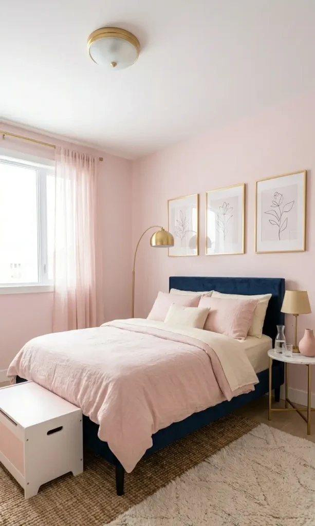 Navy Blue and Pink Bedroom Ideas