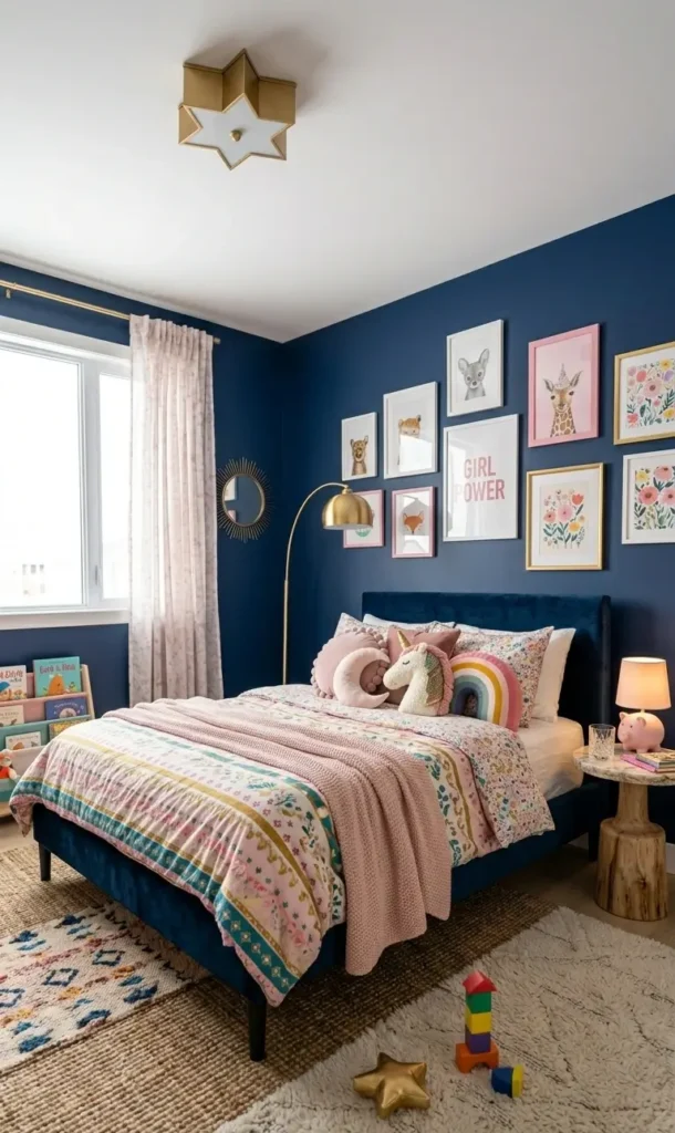 Navy Blue and Pink Bedroom Ideas
