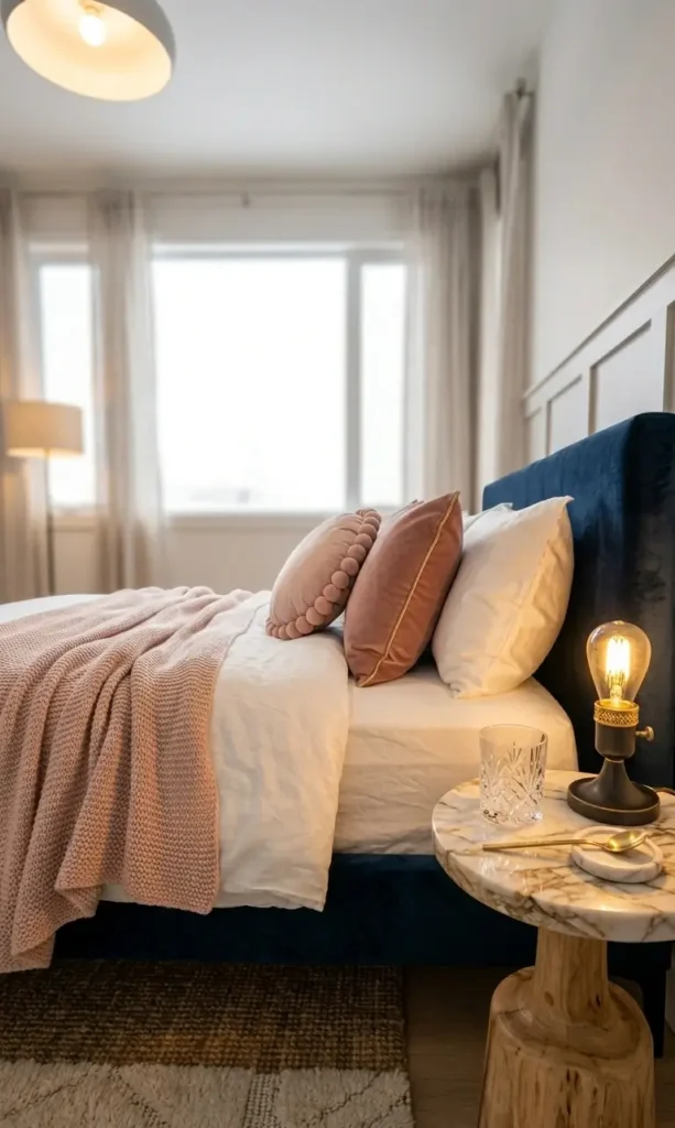 Navy Blue and Pink Bedroom Ideas