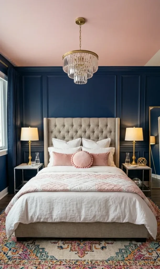 Navy Blue and Pink Bedroom Ideas