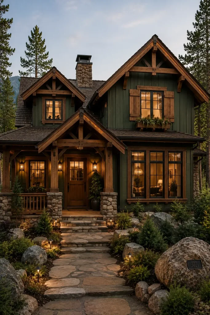 Natural Wood Trim for Rustic Green Homes