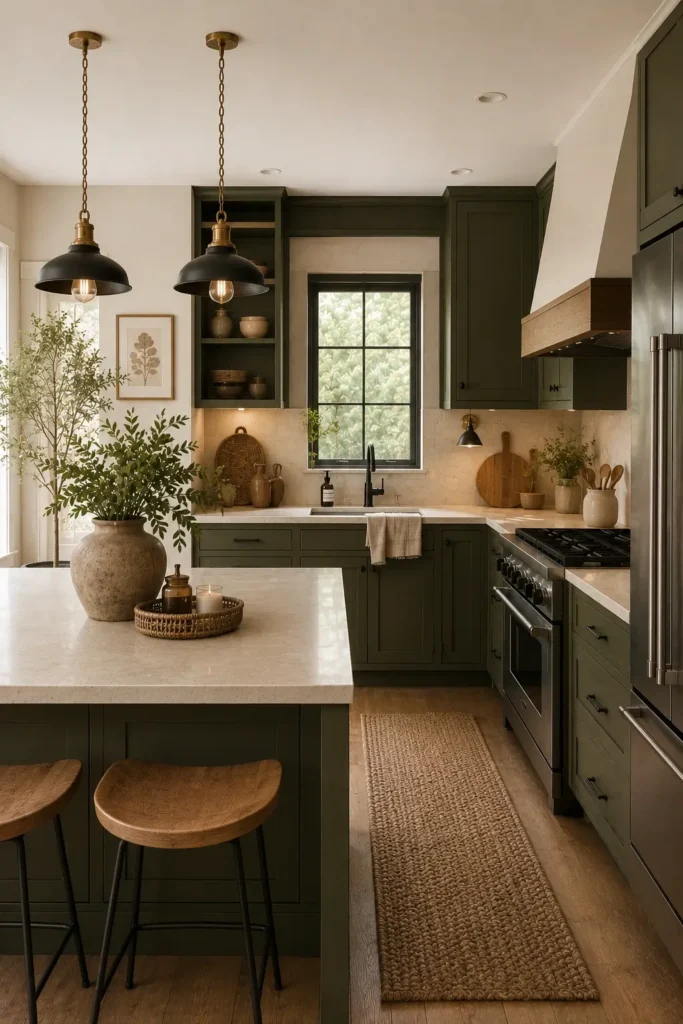 Olive Green and Earthy Modern Kitchens