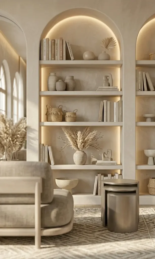 warm beige living room decor