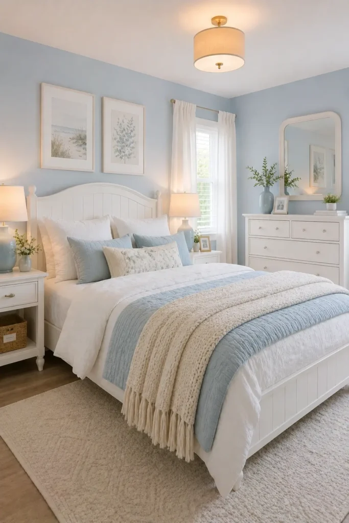 Pastel Blue Walls With White Furniture